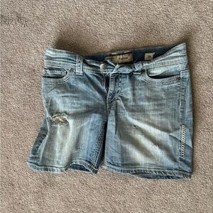 BKE Light Blue Distressed Denim Shorts